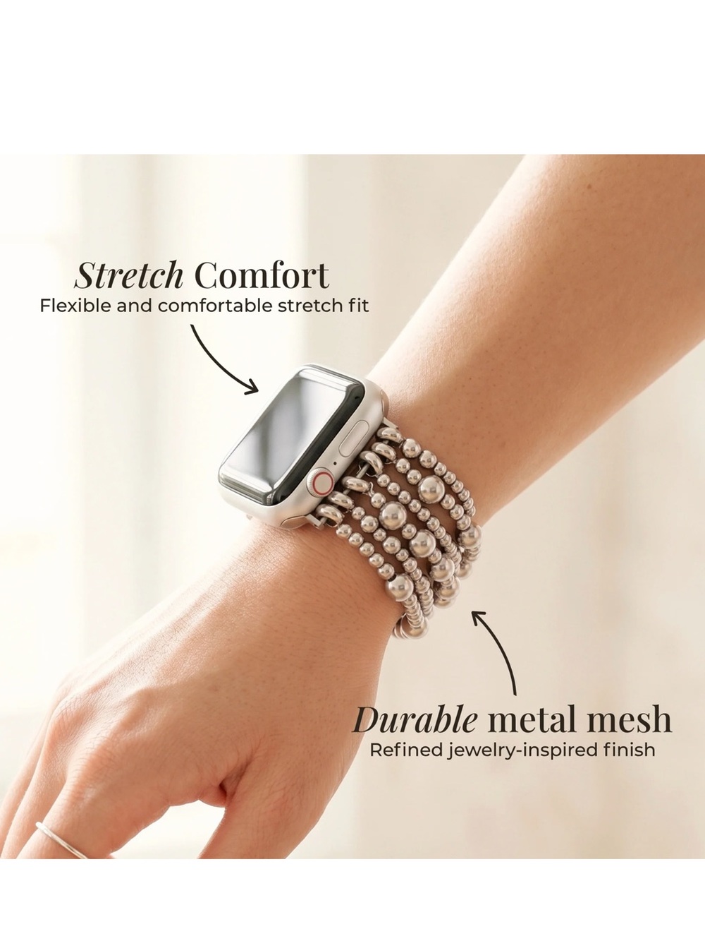 Cape Diablo Silver Beaded Apple Watch band